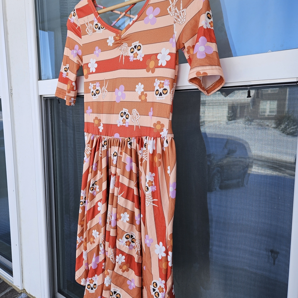 Dot Dot Smile Orange and Pink Kids Dress
